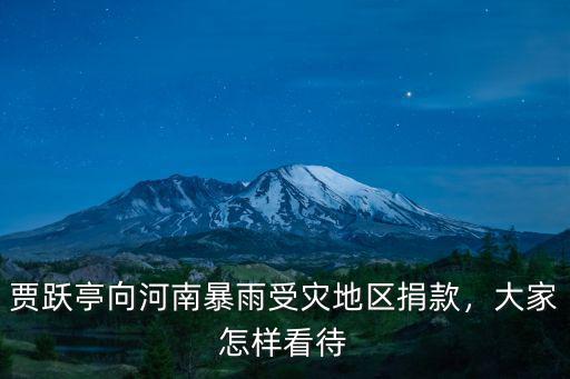 賈躍亭向河南暴雨受災(zāi)地區(qū)捐款，大家怎樣看待