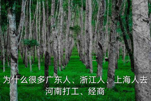 為什么很多廣東人、浙江人、上海人去河南打工、經(jīng)商