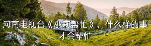 河南電視臺《小莉幫忙》，什么樣的事才會幫忙