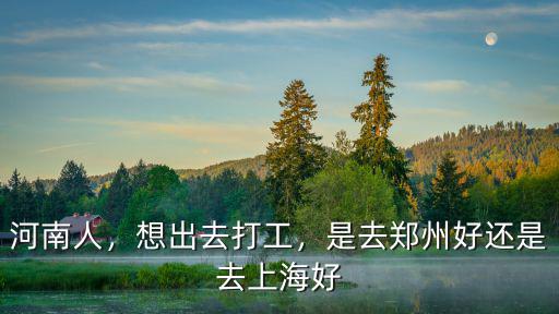 河南人，想出去打工，是去鄭州好還是去上海好