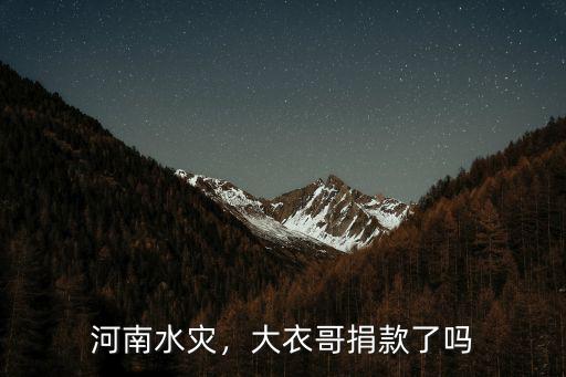 河南水災(zāi)，大衣哥捐款了嗎