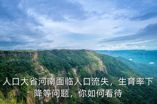 人口大省河南面臨人口流失，生育率下降等問題，你如何看待