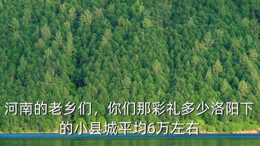河南的老鄉們，你們那彩禮多少洛陽下的小縣城平均6萬左右