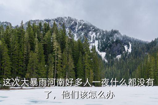 這次大暴雨河南好多人一夜什么都沒有了，他們該怎么辦