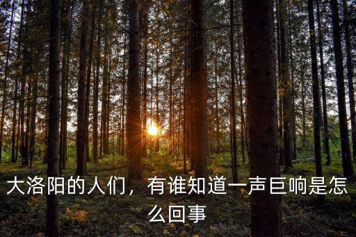 大洛陽的人們，有誰知道一聲巨響是怎么回事