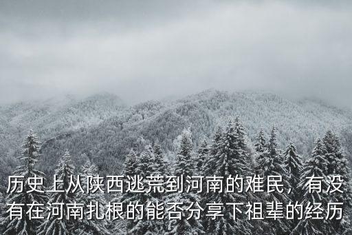 歷史上從陜西逃荒到河南的難民，有沒有在河南扎根的能否分享下祖輩的經歷
