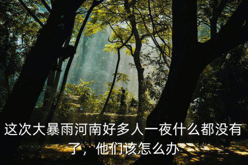 這次大暴雨河南好多人一夜什么都沒有了，他們該怎么辦