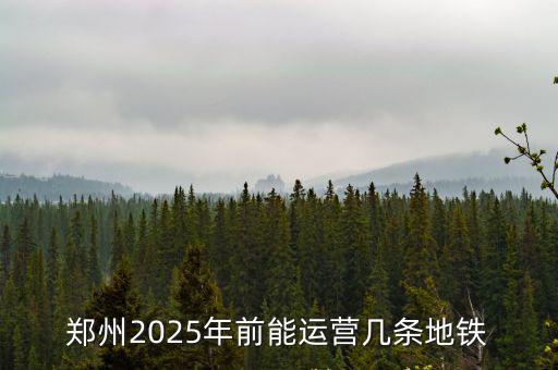 鄭州2025年前能運營幾條地鐵