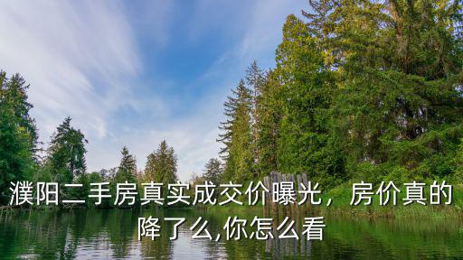 濮陽二手房真實成交價曝光，房價真的降了么,你怎么看