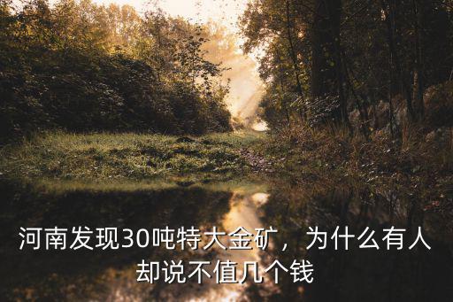 河南發現30噸特大金礦，為什么有人卻說不值幾個錢