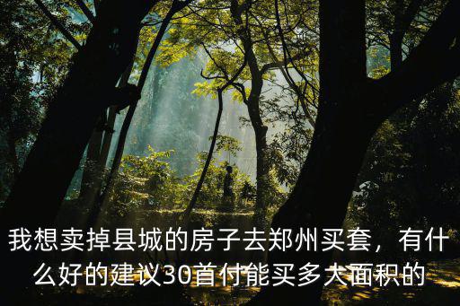 我想賣掉縣城的房子去鄭州買套，有什么好的建議30首付能買多大面積的