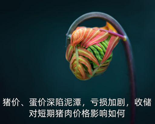 豬價、蛋價深陷泥潭，虧損加劇，收儲對短期豬肉價格影響如何