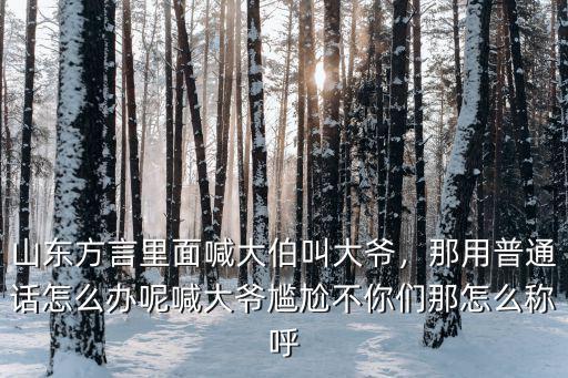 山東方言里面喊大伯叫大爺，那用普通話怎么辦呢喊大爺尷尬不你們那怎么稱呼