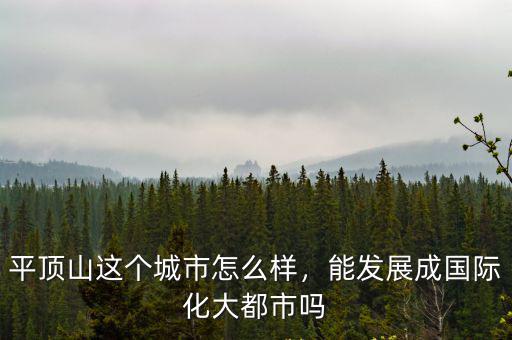 平頂山這個城市怎么樣，能發展成國際化大都市嗎
