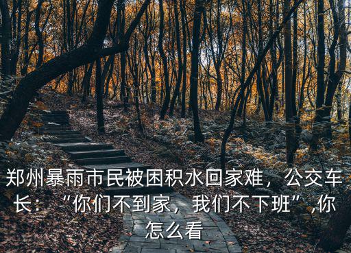 鄭州暴雨市民被困積水回家難，公交車長：“你們不到家，我們不下班”,你怎么看