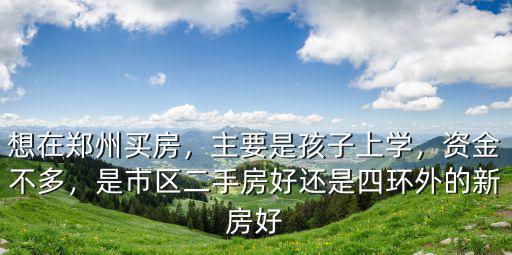 想在鄭州買房，主要是孩子上學(xué)，資金不多，是市區(qū)二手房好還是四環(huán)外的新房好