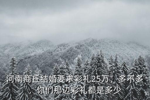 河南商丘結(jié)婚要求彩禮25萬，多不多，你們那邊彩禮都是多少