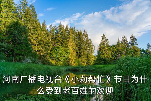 河南廣播電視臺《小莉幫忙》節目為什么受到老百姓的歡迎