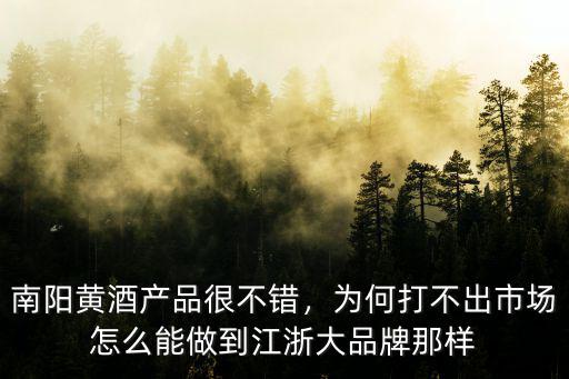 南陽黃酒產品很不錯，為何打不出市場怎么能做到江浙大品牌那樣