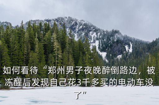 如何看待“鄭州男子夜晚醉倒路邊，被凍醒后發現自己花3千多買的電動車沒了”