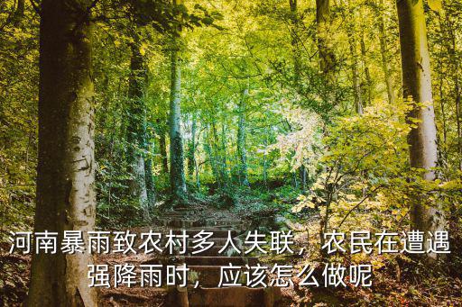 河南暴雨致農(nóng)村多人失聯(lián)，農(nóng)民在遭遇強(qiáng)降雨時(shí)，應(yīng)該怎么做呢