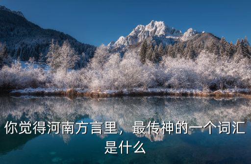 你覺得河南方言里，最傳神的一個詞匯是什么
