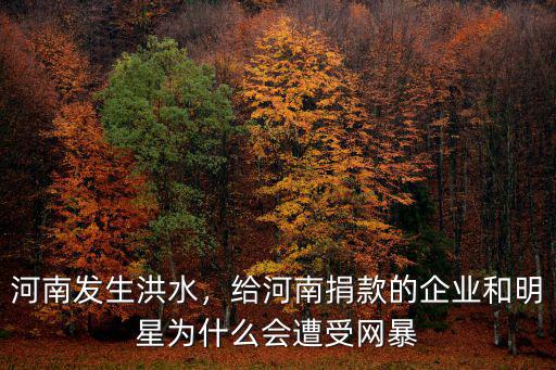 河南發(fā)生洪水，給河南捐款的企業(yè)和明星為什么會(huì)遭受網(wǎng)暴
