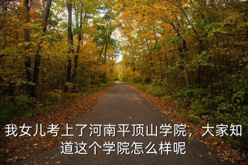 我女兒考上了河南平頂山學院，大家知道這個學院怎么樣呢