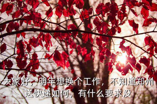 大家好，明年想換個工作，不知道鄭州送快遞如何，有什么要求沒