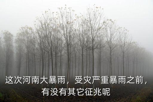 這次河南大暴雨，受災嚴重暴雨之前，有沒有其它征兆呢