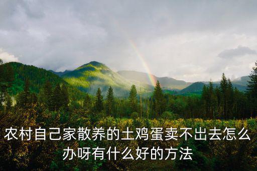農村自己家散養的土雞蛋賣不岀去怎么辦呀有什么好的方法