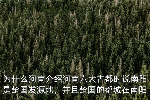 為什么河南介紹河南六大古都時(shí)說(shuō)南陽(yáng)是楚國(guó)發(fā)源地，并且楚國(guó)的都城在南陽(yáng)