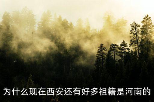 為什么現在西安還有好多祖籍是河南的