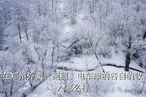 在鄭州外賣、跑腿、電車摩的各自的收入怎么樣