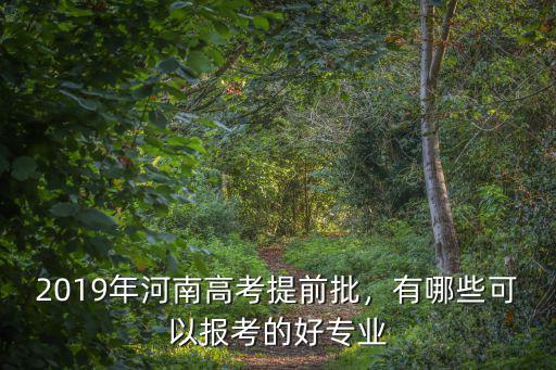 2019年河南高考提前批，有哪些可以報考的好專業