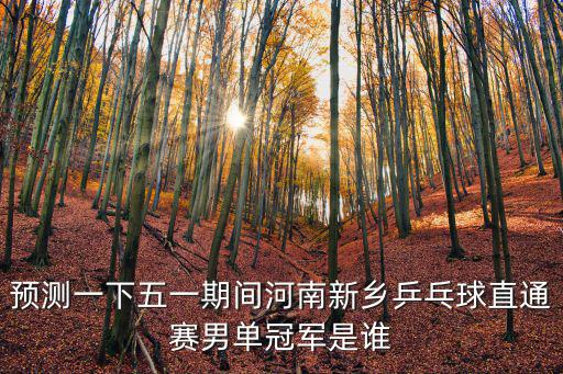 預(yù)測(cè)一下五一期間河南新鄉(xiāng)乒乓球直通賽男單冠軍是誰(shuí)