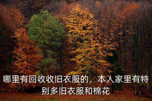 哪里有回收收舊衣服的，本人家里有特別多舊衣服和棉花
