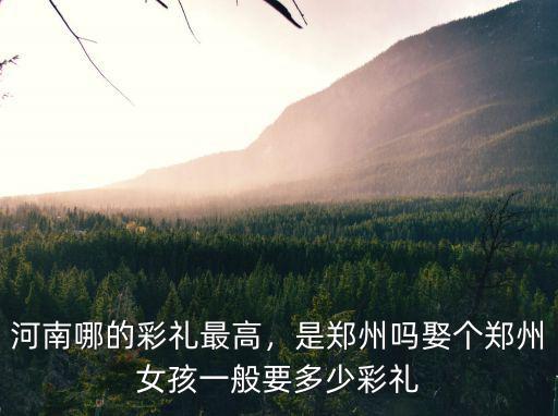 河南哪的彩禮最高，是鄭州嗎娶個鄭州女孩一般要多少彩禮