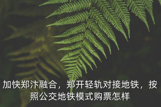 加快鄭汴融合，鄭開輕軌對接地鐵，按照公交地鐵模式購票怎樣