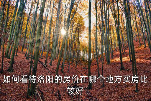 如何看待洛陽的房價(jià)在哪個地方買房比較好