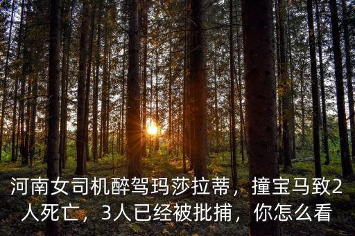 河南女司機醉駕瑪莎拉蒂，撞寶馬致2人死亡，3人已經(jīng)被批捕，你怎么看