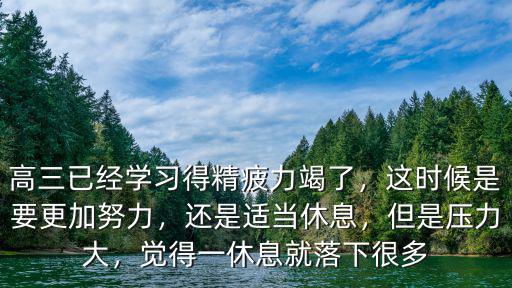 高三已經(jīng)學(xué)習(xí)得精疲力竭了，這時候是要更加努力，還是適當休息，但是壓力大，覺得一休息就落下很多