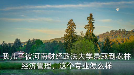 我兒子被河南財(cái)經(jīng)政法大學(xué)錄取到農(nóng)林經(jīng)濟(jì)管理，這個(gè)專(zhuān)業(yè)怎么樣