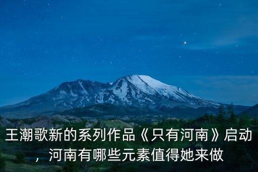 王潮歌新的系列作品《只有河南》啟動，河南有哪些元素值得她來做