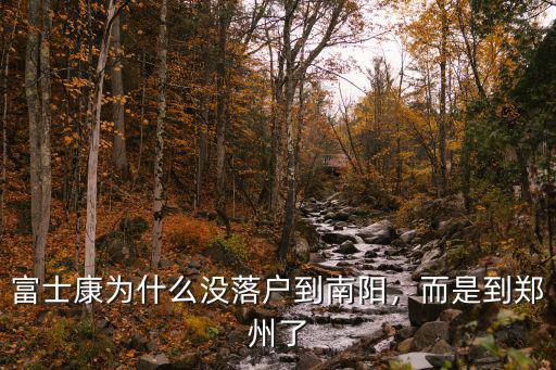 富士康為什么沒落戶到南陽，而是到鄭州了