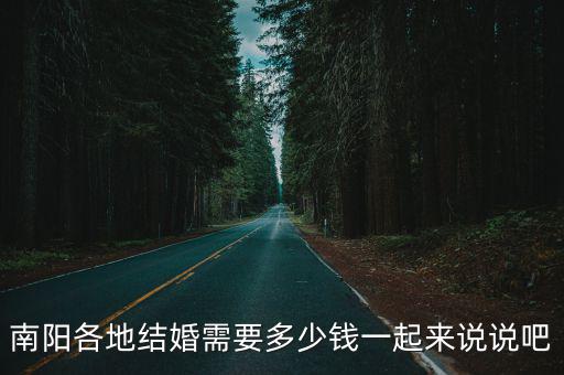 南陽各地結婚需要多少錢一起來說說吧