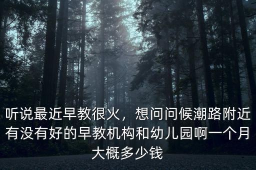 聽說最近早教很火，想問問候潮路附近有沒有好的早教機構和幼兒園啊一個月大概多少錢