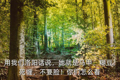 用我們洛陽話說，她就是馬甲，糊豆，死纏，不要臉！你們怎么看