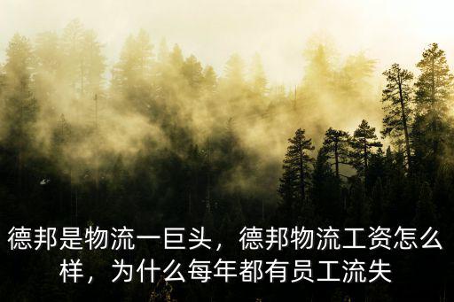 德邦是物流一巨頭，德邦物流工資怎么樣，為什么每年都有員工流失