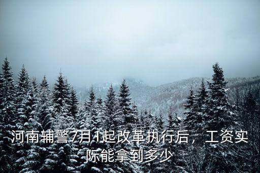 河南輔警7月1起改革執行后，工資實際能拿到多少